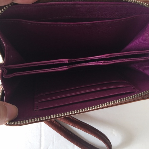 Fossil Brown Saddle Cognac Leather Zip Up Wallet - Picture 3 of 6